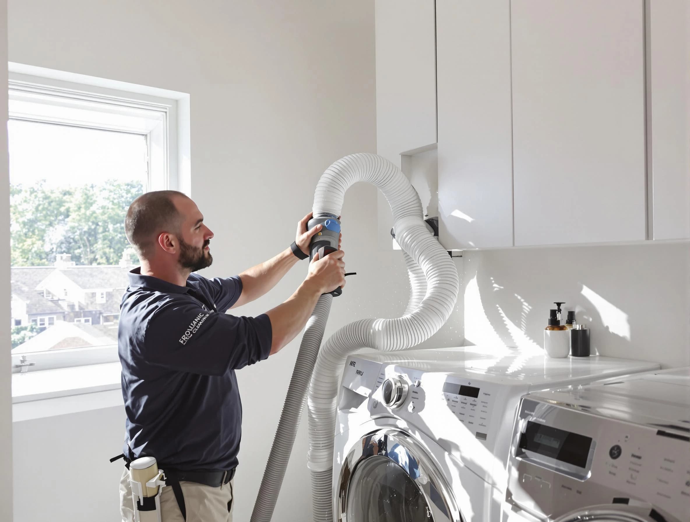 Certified Leeds Dryer Vent Cleaning technician performing dryer vent cleaning in Leeds