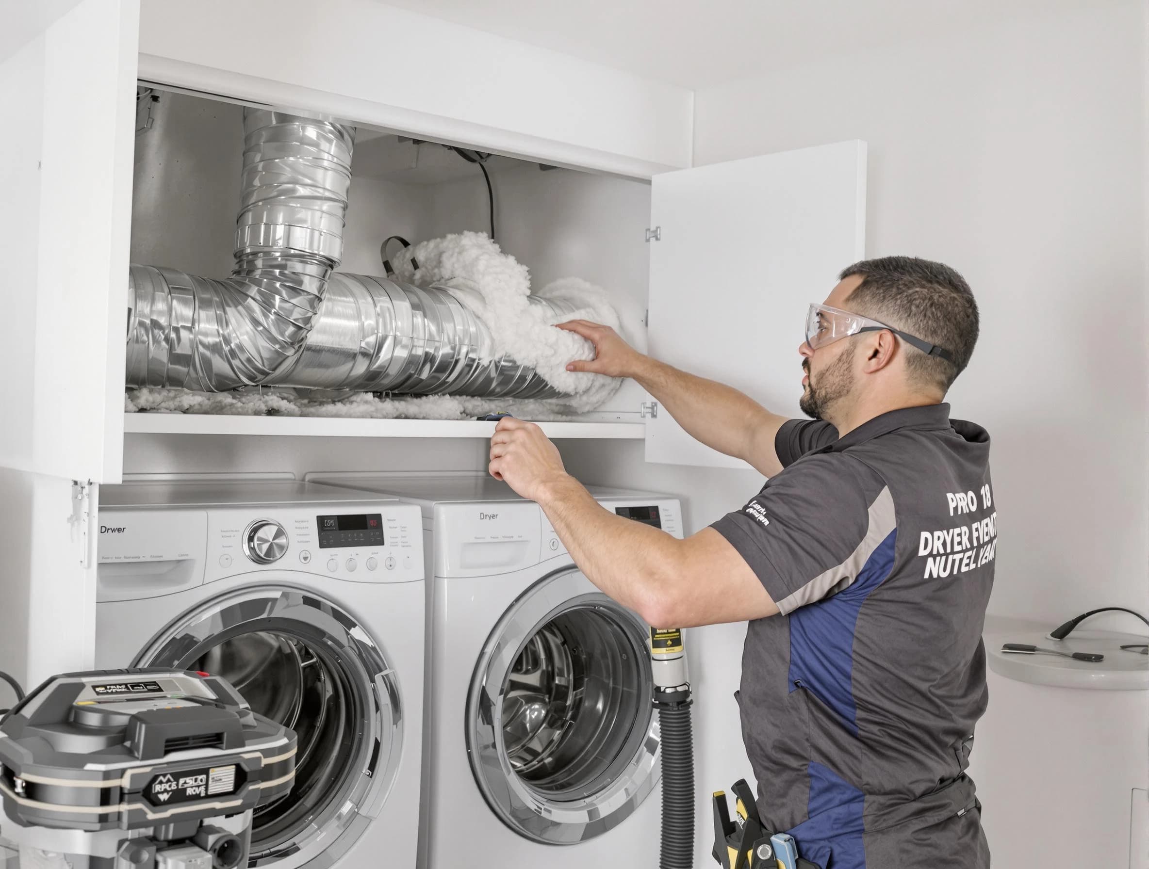 Leeds Dryer Vent Cleaning certified technician performing specialized gas dryer vent cleaning in Leeds