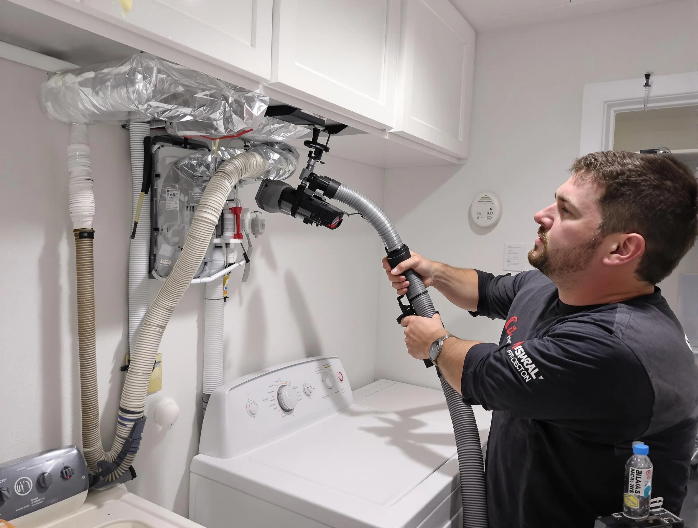 Leeds Dryer Vent Cleaning certified technician performing safety-focused gas dryer vent cleaning in Leeds