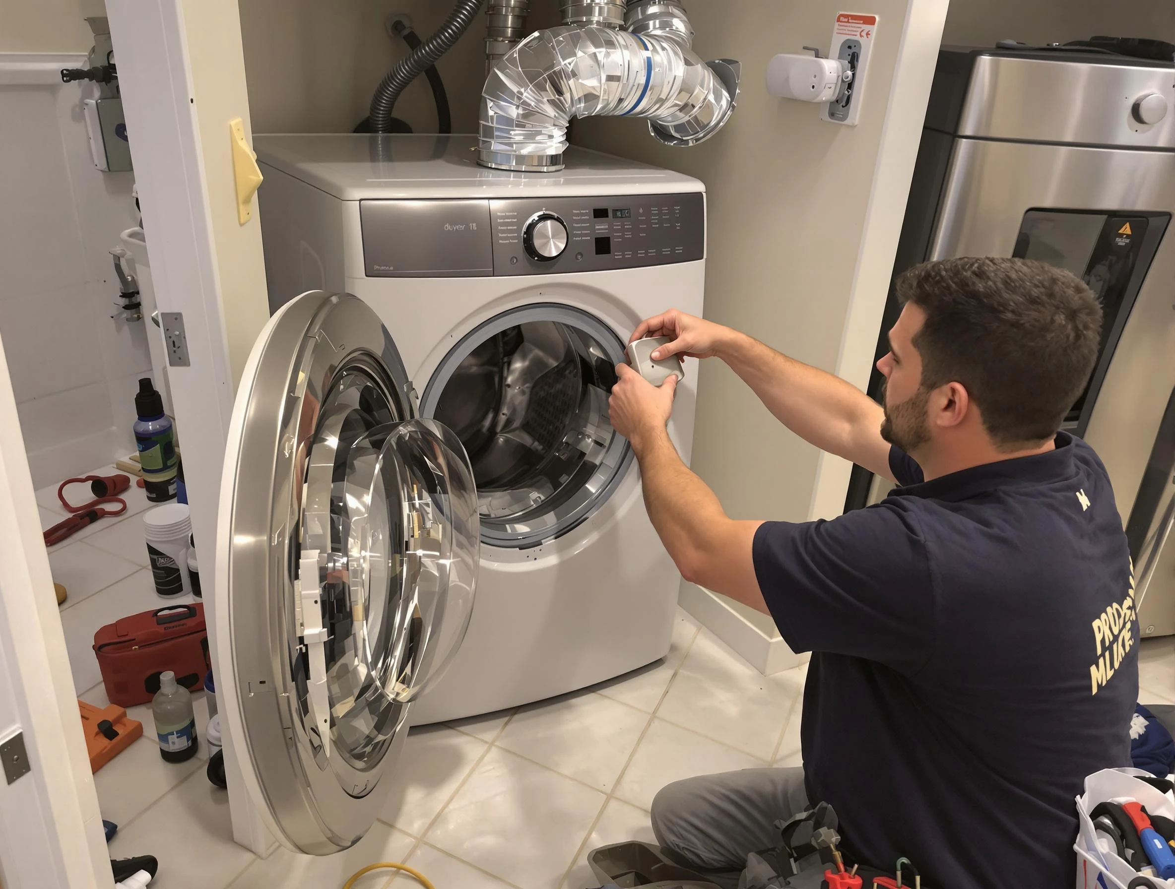 Leeds Dryer Vent Cleaning technician performing precise dryer vent hose installation in Leeds